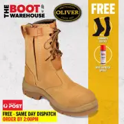 Oliver Work Boots 55385, Steel Toe Safety High Leg, Zip Side. UPDATED STYLE