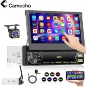 7" Single 1 DIN Car Stereo Flip Out Touch Screen Radio Bluetooth MP5 USB Camera