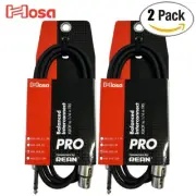 2-PACK Hosa HXS-005 5FT REAN XLR F to 1/4" TRS Pro Balanced Interconnect Cable