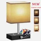 Bedside Table Lamp Dimmable Nightstand Linen Lamp with USB Ports Phone Stands AU