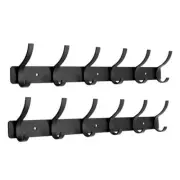 Coat Rack Wall Mounted,6 Coat Hooks for Hanging Coats,Metal Double Hook Rack