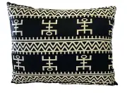 # 2195 African Custom Made Black and White Kente Cloth Pillow 24" by 19"