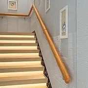 Modern Stair Railing Wall Mounted Staircase Handrails Banister for Indoor Safety Bar Foot Rail, 1ft~15ft Hand Railings for Stairs - Solid Wood(9.2ft/280cm)