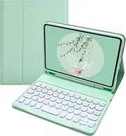 Keyboard Case for iPad Mini with Detachable 7 Colors Backlit Keyboard, Slim Leather Folio Shockproof Cover for Apple iPad Mini 5 2019/iPad Mini 1 2 3 4 (Green)