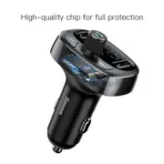 Wireless Bluetooth MP3 Car Charger Baseus T Typed MP3 Player Dual USB Black