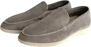 [Generic] Indoor Super Shoes Flat Men's Shoes One Foot Stirrup Flat Round Head Soft Lightweight Solid Color Suede Comfortable Casual Shoes Tan Boots for Men Casual