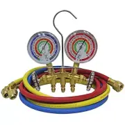 Mastercool 59161 Brass R410A, R22, R404A 2-Way Manifold Gauge Set, 3-1/8" Gauges