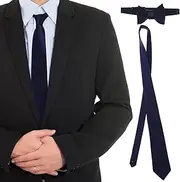 [DEARMAMY] Formal Wedding Bow Tie Men's Dark Blue Neck Tie Set Hand Tied Bowties Self Tie Men Ties Men's Suit Ties Stylish Accessory
