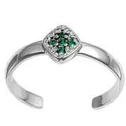 Simulated Green .925 Sterling Silver Toe Ring