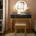Vanity Set with Touch Screen Dimming Mirror, 3 Color Lighting Modes, Dressing Ta