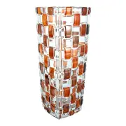 Murano Glass Vase Orange Hand Made Painted Millefiori 16cm High