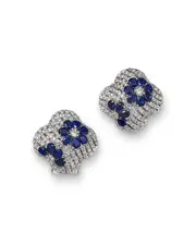 Bloomingdale's Fine Collection Sapphire & Diamond Clover Earrings in 14K White Gold