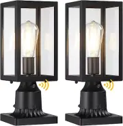 Dusk to Dawn Outdoor Post Lights with Pier Mount Base, 2-Pack Modern Lamp Post L