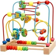 PETSOLA Wooden Baby Math Toy Circles Bead Abacus Maze Montessori Educational Toy