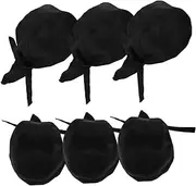 [Healeved] Mini Chef Hat and Scarf Set for Men Women Pirate Style Head Wrap for Kitchen Black