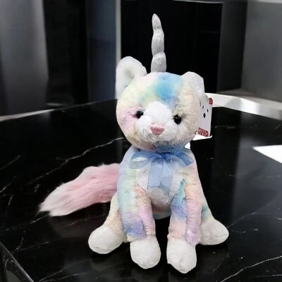 NEW Gund Cat Unicorn Plush Shimmer 12 Inch Rainbow Stuffed Toy Fluffy Tail