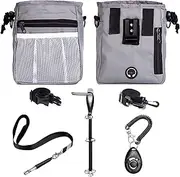 D-buy 4-in-1 Dog Training Set, Puppy Training Treats- Dog Treat Training Pouch, Bark Control Whistle, Dog Doorbells, Dog Clicker, Ideal First Time Pet Owners, Training Dog Owners (Gray)