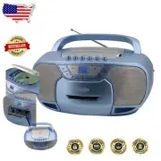 Versatile Blue CD-590 Portable Stereo with Bluetooth, Cassette & Radio Features