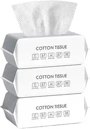 Soft Dry Wipe, 100% Cotton, Disposable Face Towel, Lint Free, Wet Dry Use for Sensitive Skin, Facial Cleaning, Makeup Removal, Surface Cleaning (300 Count (Pack of 3))