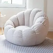 UYSOFRCV Lazy Sofa Chair Cover, Ultra Soft Faux Teddy Fabric Arm Chair Cover, Pets Dogs/Cats Lazy Beds (Without Fillings) Comfy Leisure Sofa Chair for Bedroom for Decorate Your House,White