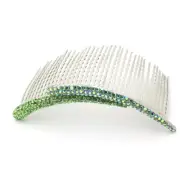 Hand Made Hair Jewelry Flashes of swarovski crystal on a Large Bridal Comb Green