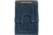 2pc Renee Taylor Tufted Bath Contour Mat Set Cotton 2200GSM Toilet Blue Mirage