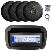 Dual Marine Receiver,Spa Bezel,Adapter, Antenna,Wire, 4x 8'' 320W Black Speakers