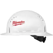 Milwaukee 48-73-1201 White Vented Full Brim Hard Hat w/ 4-Pt Ratchet Suspension