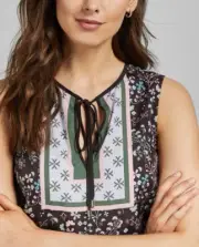 TED BAKER NWT ($175) Womens 1 (US 0-2, XS) Hazel Blue Floral Necktie Sleeveless