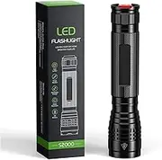 Powerful LED Torch Flashlight S2000, High-Powered 2000 High Lumens Torch with 3 Modes, Zoomable, Water Resistant Flashlight for Home, Camping, Emergency, Hiking, Outdoor