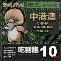 在飛比找momo購物網優惠-【鴨嘴獸 旅遊網卡】Travel Sim 中港澳 10天 網