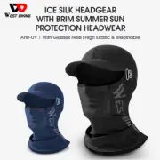Cycling Cap Face Mask Cover Ice Silk Balaclava Helmet Liner Headwear with Brim