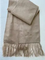 Alpaca Camargo Logo Mens/Womens Beige Fringe Scarf Alpaca Blend Length 67"