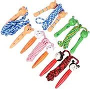 5Pcs Wooden Handle Cartoon Jump Rope for Frog Little Man Little Bear Rabbit Portable Skipping Rope for Exercise Fitness Fun for Boys
