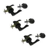 3 Matte Black Finish Entrance Keyed Entry lever Deadbolt Combo Door Handle Lock