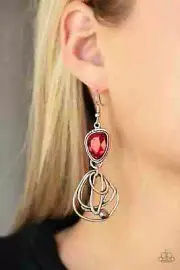 Paparazzi GALACTIC DRAMA red earrings