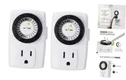 BND-60/U47 Indoor Mini 24-Hour Mechanical Outlet Timer, 3-Prong, 2-Pack White