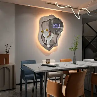 創意亞克力電子掛鐘 現代時尚裝飾壁鐘 靜音時鐘 可愛熊造型壁鐘 客廳餐廳牆面掛鐘 藝術掛飾