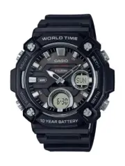 Casio Mens Heavy Duty Black Watch Day Date WR 100m AEQ120-1AVKC Analog Digital