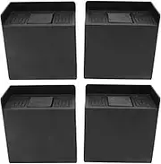 Asixxsix Bed Risers, 4 PCS 4 Inch L Shaped Anti Vibration Pads, Heavy Duty Furniture Risers, Rectangular Non Slip Foot Pads for Furniture, Chair, Sofa, Table, Bed, Loading 2200 lbs, Black