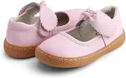 [Livie & Luca] Knotty Girls Toddler Mary Jane Shoes - Safe Foot Growth Certified - Breathable Leather Mary Janes, Knotted Bow Strap Flower Girl Uniform Slip-On , Flexible Girl's flat for Baby, Toddlers, and Kids