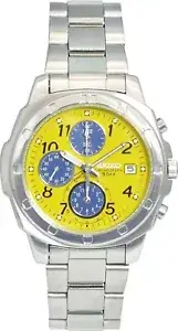 SEIKO SND409 Chronograph Overseas Model Yellow Navy Watch From Japan NEW