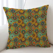 Green Red Blue Messy Mandalas Cushion Cover