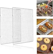2-Pack 16x10 Inches Baking Rack for Cooking, Roasting, Grilling - Oven Safe, Thick Wire Cooling Rack, Silver - Fits Ideal for Cookies and More