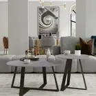 Set of 2 Nesting Coffee Table Durable Stone Top for Living Room Bedroom Sunroom