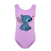 9-14 Years Kids Girls Lilo And Stitch Cartoon Swimwear Swimsuit One Piece Beachwear Monokinis Purple 11-12 Years