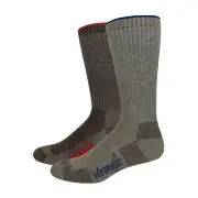 Wrangler Men's Wool Blend Brown 2 Pair Pack Work Socks 73048-6000