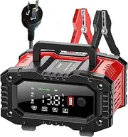 12V 20A / 24V 10A Battery Charger, Portable Smart Car Battery Charger with Large Screen Digital Display for Motorcycle, Car, Truck, Agricultural Vehicle, Engineering Vehicle, etc(AU Plug)
