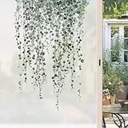Window Privacy Films Decorative Hanging Green Plant Window Covering Muted Colors Frosted Window Film Glass Sticker for Home 23"x31.4"(59x80cm)