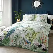 Soiree - Peacock Jungle - 100% Cotton Duvet Cover Set - Super-King Bed Size in Green
